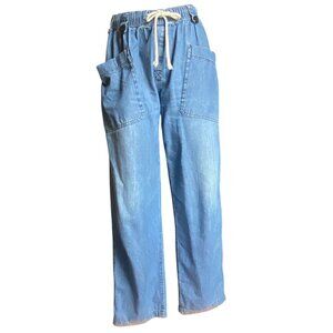 W.A.Y/Wonderful and Young Wide Leg Drawstring Waist Blue Jeans Sz S #134Q